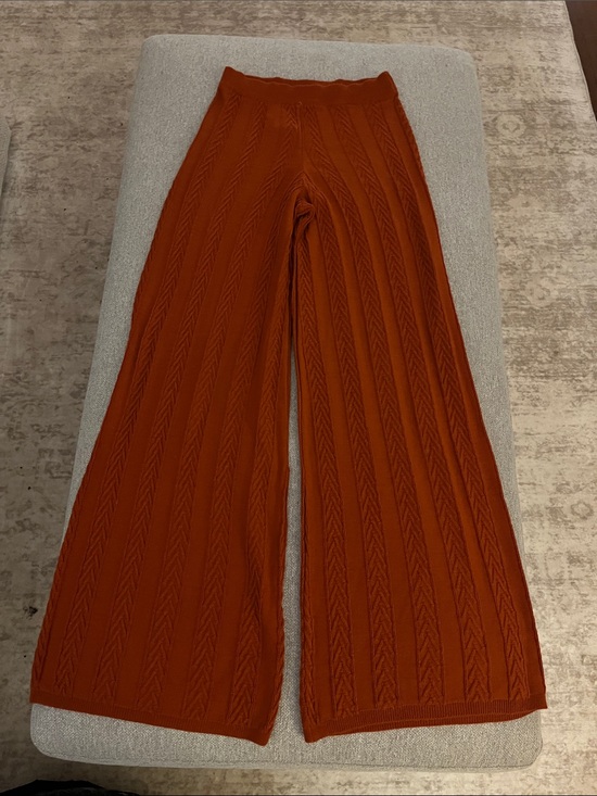 Anthropologie Pants - Anthropologie Burnt Orange Cable-Knit Wide-Leg Pants